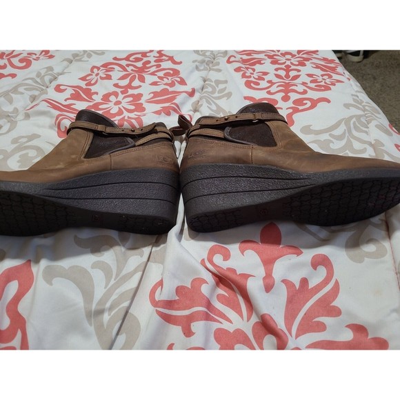UGG Boots Womens 8 Meredith Lodge Wedge Booties Brown Leather Zip 1008017 - Picture 13 of 13